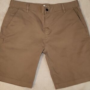 7 For All Mankind Shorts Mens 34 Tan Chino Casual Khaki Preppy Flat Front